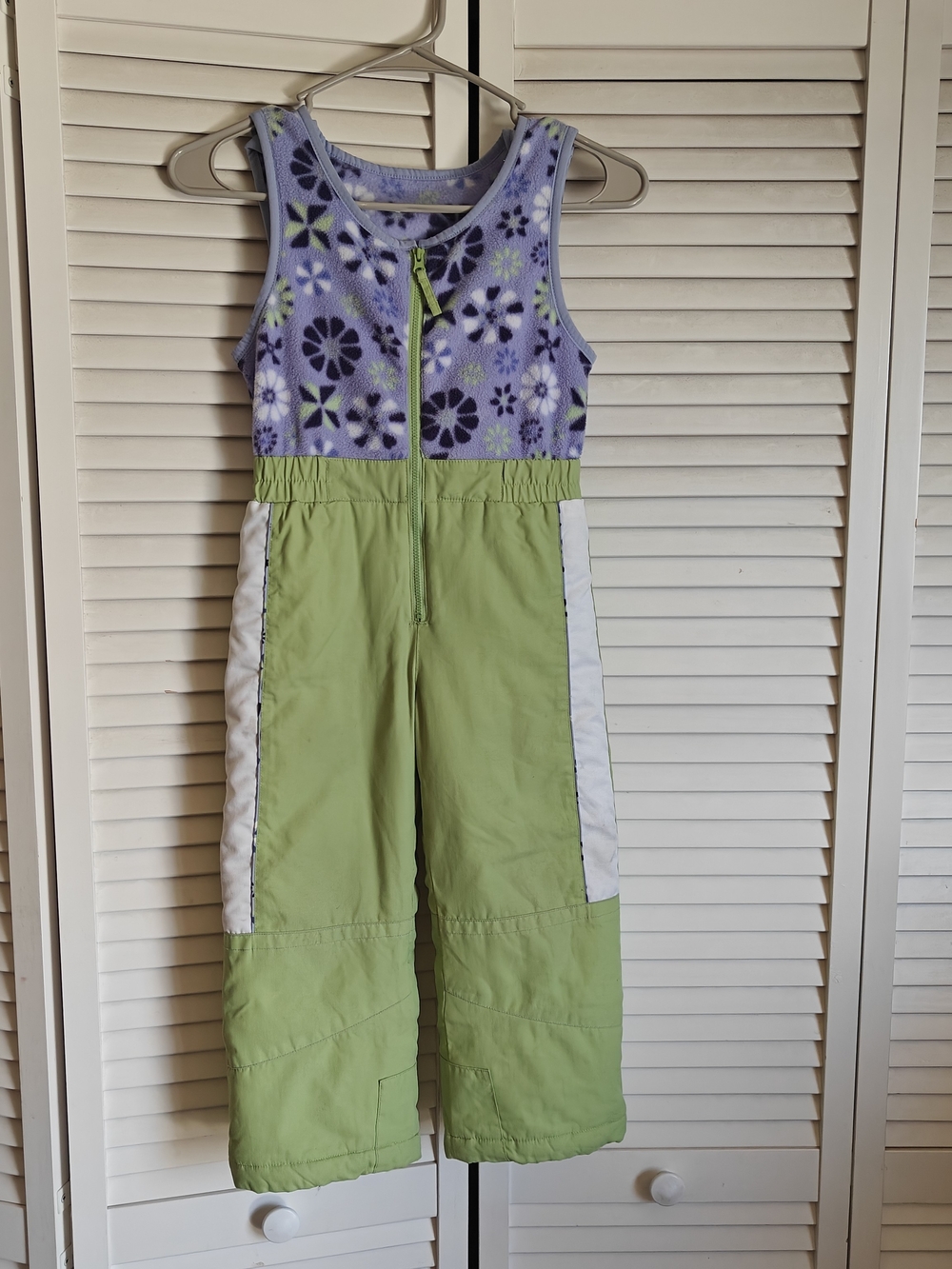 Columbia Girls' Green and Lavender Floral Snow Bib Pants Size 4/5T